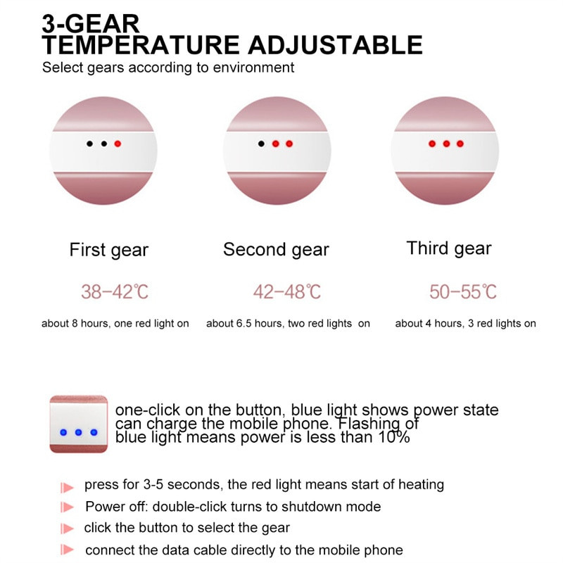2400/5200mAh Мини нагревател за ръце Нагревателна подложка USB акумулаторен удобен нагревател Джоб Мини анимационен електрически зимен нагревател Топъл