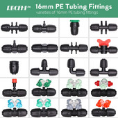 16 mm PE caurules ūdens savienotāji Dārza apūdeņošanas piederumi 16 mm x 3/8`` 1/4`` 1/8`` 6,0 mm cauruļu savienojuma adapteris, samazināti savienojumi