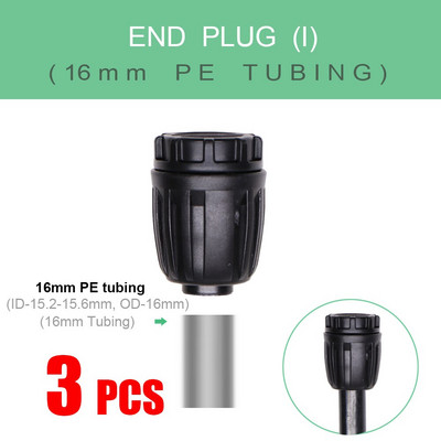 16 mm PE caurules ūdens savienotāji Dārza apūdeņošanas piederumi 16 mm x 3/8`` 1/4`` 1/8`` 6,0 mm cauruļu savienojuma adapteris, samazināti savienojumi