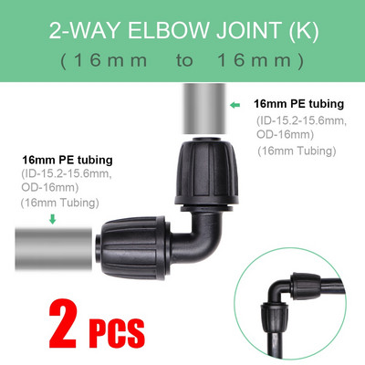 16 mm PE caurules ūdens savienotāji Dārza apūdeņošanas piederumi 16 mm x 3/8`` 1/4`` 1/8`` 6,0 mm cauruļu savienojuma adapteris, samazināti savienojumi