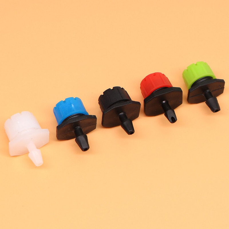 50-1000PCS Регулируем напоителен капков спринклер 8 дупки Микропоточен емитер Пулверизатор Градински 1/4`` маркуч 5 цвята Накрайник за поливане