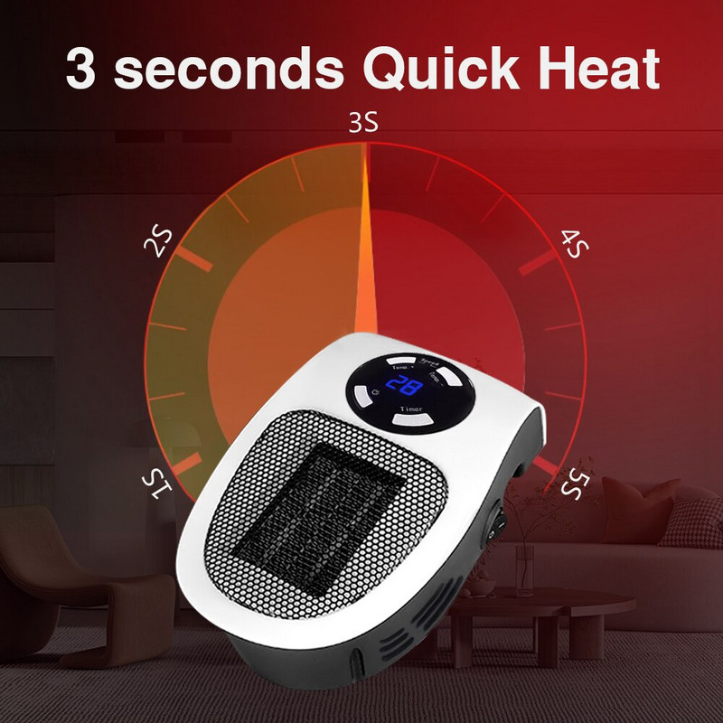 Преносим електрически нагревател Стенен нагревател с щепсел Мощен топъл вентилатор Отоплителна печка за стая Домакински радиатор Дистанционна нагревателна машина
