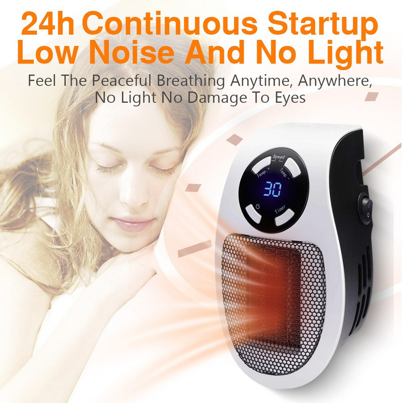 Преносим електрически нагревател Стенен нагревател с щепсел Мощен топъл вентилатор Отоплителна печка за стая Домакински радиатор Дистанционна нагревателна машина