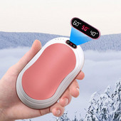 10000mAh roku sildītājs USB barošanas banka pārnēsājama elektriskā kabatas rokas sildītājs digitālā displeja lukturītis Ziemassvētku dāvana ar auduma maisiņu