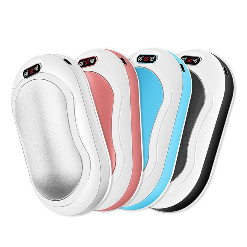 10000mAh нагревател за ръце USB Power Bank Преносим електрически джобен нагревател за ръце Цифров дисплей Фенерче Коледен подарък с платнена чанта