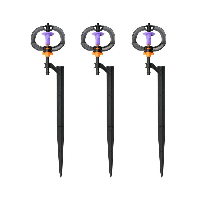 Градински въртящи се спринклерни водни дюзи 360 градуса С държач за дюза поливане на растения Градинско напояване спринклерно поливане 5PCS