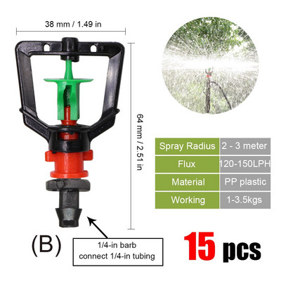 MUCIAKIE 20 rotējošo smidzinātāju veidi pilienveida apūdeņošanas mini rotācijas sprauslas aerosols ar 1/4 collu stieņu savienotāju mini rotējošo smidzinātāju