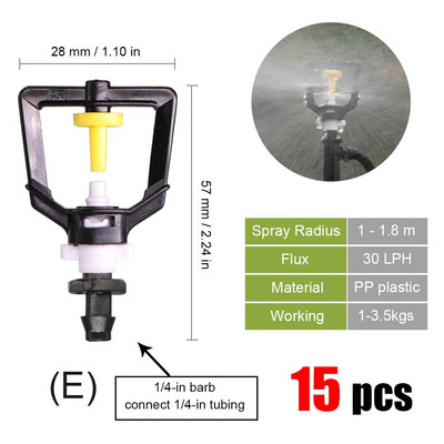 MUCIAKIE 20 rotējošo smidzinātāju veidi pilienveida apūdeņošanas mini rotācijas sprauslas aerosols ar 1/4 collu stieņu savienotāju mini rotējošo smidzinātāju