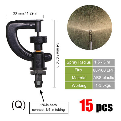 MUCIAKIE 20 rotējošo smidzinātāju veidi pilienveida apūdeņošanas mini rotācijas sprauslas aerosols ar 1/4 collu stieņu savienotāju mini rotējošo smidzinātāju