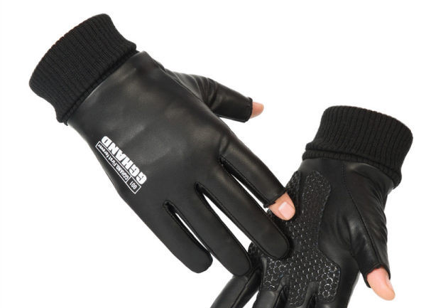 Мъжки ръкавици от еко кожа с надпис