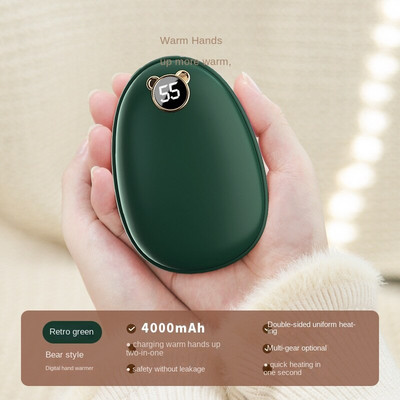 4000/20000 MAh roku sildītājs Power Bank 2-in-1 Mini portatīvais USB digitālais displejs dāvanu kastīte roku sildīšanai olu mini sildītājs jauks mājdzīvnieks