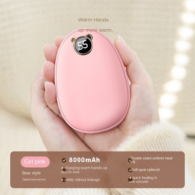 4000/20000 MAh roku sildītājs Power Bank 2-in-1 Mini portatīvais USB digitālais displejs dāvanu kastīte roku sildīšanai olu mini sildītājs jauks mājdzīvnieks