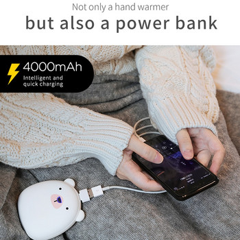 4000mAh топло за ръце Зимен преносим USB акумулаторен Power Bank с пингвин/полярна мечка Симпатичен двустранен бързо загряващ топло за ръце
