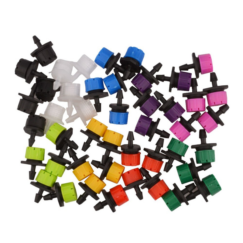 50-200PCS Градински регулируеми дюзи Капково напояване Поливане Спринклер 1/4`` Противозапушващ капкообразен излъчвател Цветни лехи Зеленчук