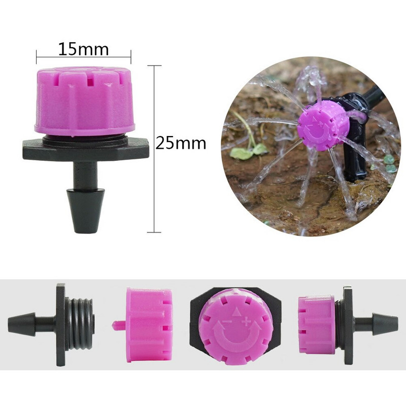 50-200PCS Градински регулируеми дюзи Капково напояване Поливане Спринклер 1/4`` Противозапушващ капкообразен излъчвател Цветни лехи Зеленчук
