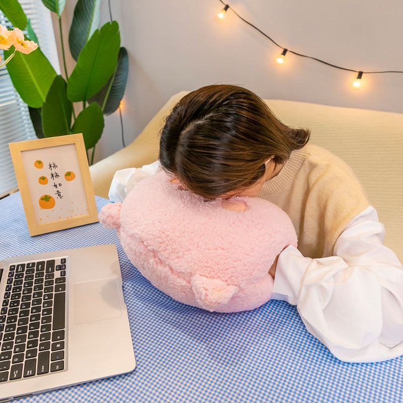 Сладка топла възглавница за ръце Плюшен заек Момиче Прасенце Дрямка Възглавница Подарък Карикатура Животни Възглавници Възглавници Прегръдки Играчки Топли за ръце