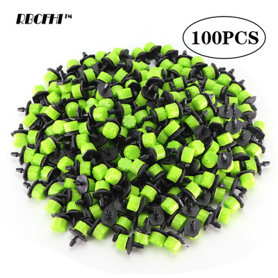 RBCFHI dārza laistīšanas pilienveida apūdeņošanas smidzinātājs, regulējams 360 grādu pilinātāji, ievietojot zemi, fit 4/7 mm šļūtene, siltumnīcas pagalms
