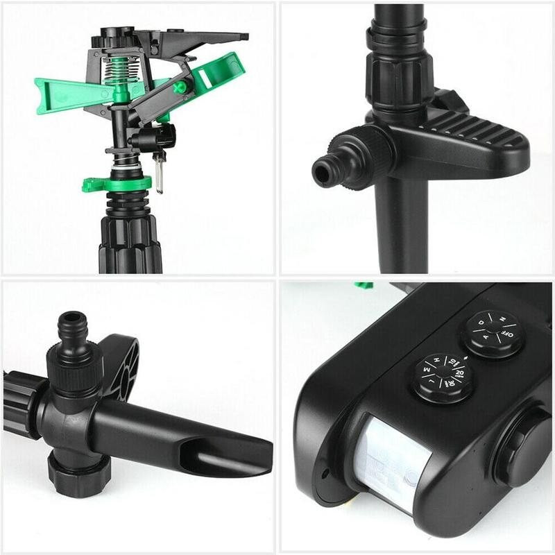 Saulės energija varomas judesio aktyvuojamas gyvūnų atbaidiklis, atnaujinta versija, automatinis jutiklis sodo gyvūnams atgrasantis purkštuvų repelentas