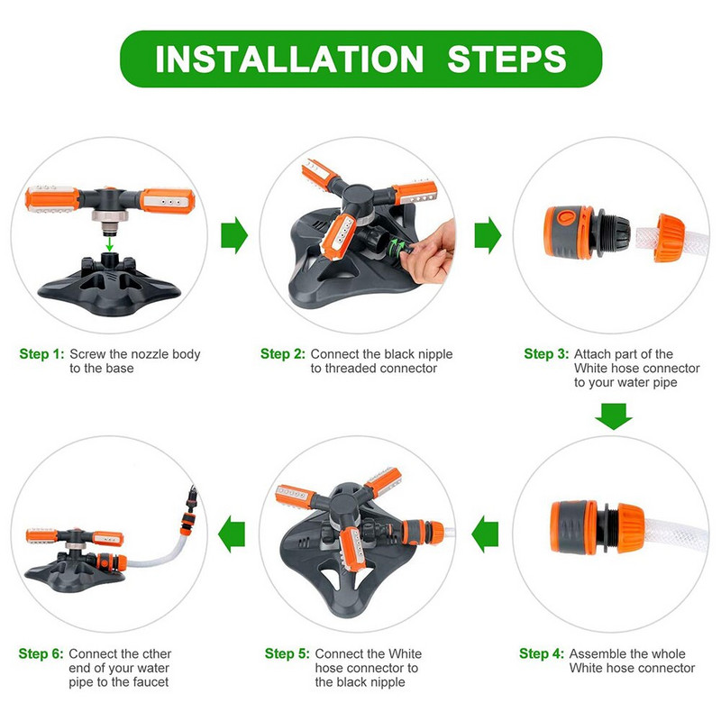 Градински спринклер за тревни площи 360-градусов автоматичен въртящ се двор Градина с голямо покритие Воден спринклер Водна пръскачка за напояване