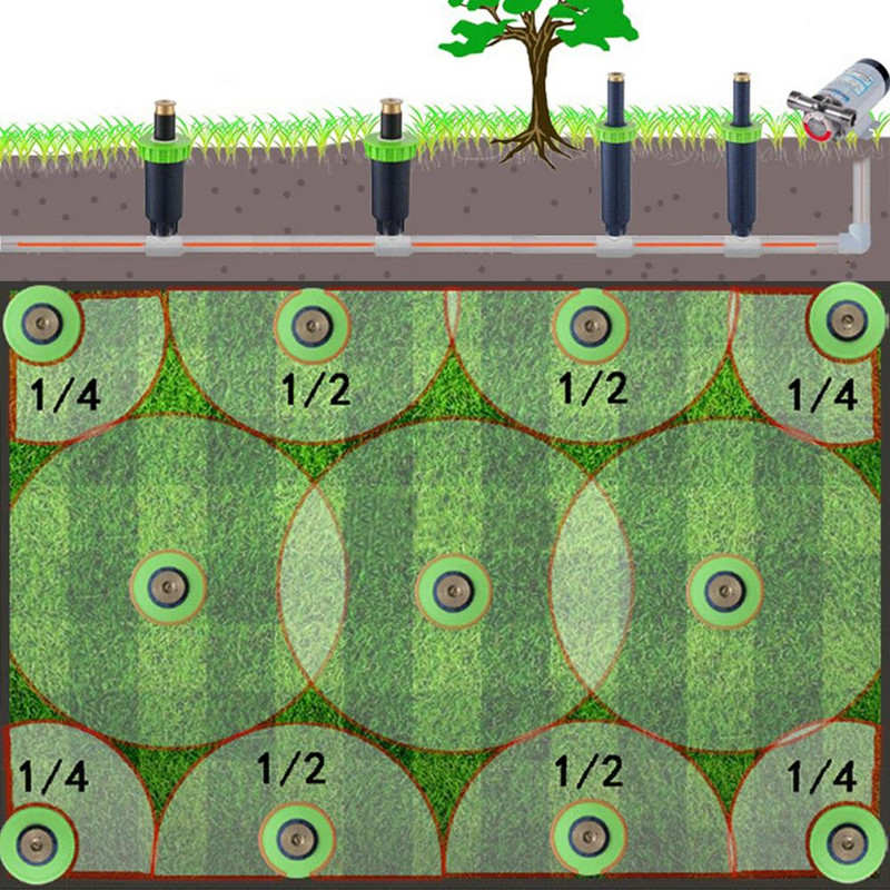 90-360 градуса 4 бр./лот спринклер за градински тревни площи, автоматичен прибиращ се спрей, напоителна система, медна дюза #GW00106