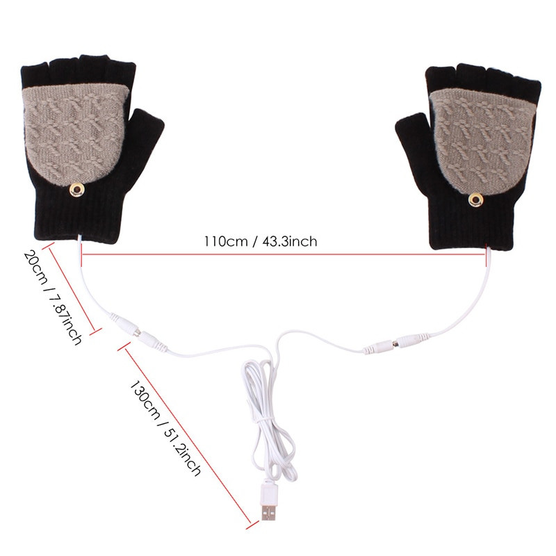 1 чифт USB топли нагревателни ръкавици сладки ръчни ръкавици без пръсти новогодишен коледен подарък зимни вълнени ръкавици