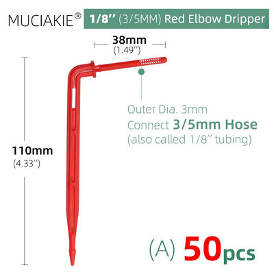 MUCIAKIE 24 veidi 3/5MM 1/8 collu mikro pilinātāji piederumi dārza pilienveida apūdeņošanas izstarotāju kompensācija 2/3/5/6 virzienu savienojuma adapteris