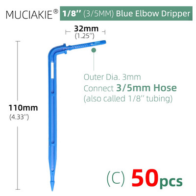 MUCIAKIE 24 veidi 3/5MM 1/8 collu mikro pilinātāji piederumi dārza pilienveida apūdeņošanas izstarotāju kompensācija 2/3/5/6 virzienu savienojuma adapteris
