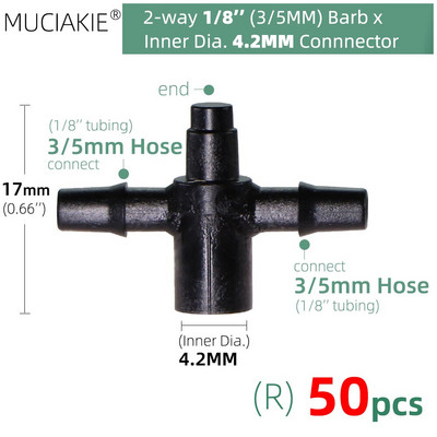 MUCIAKIE 24 veidi 3/5MM 1/8 collu mikro pilinātāji piederumi dārza pilienveida apūdeņošanas izstarotāju kompensācija 2/3/5/6 virzienu savienojuma adapteris