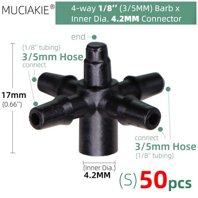 MUCIAKIE 24 veidi 3/5MM 1/8 collu mikro pilinātāji piederumi dārza pilienveida apūdeņošanas izstarotāju kompensācija 2/3/5/6 virzienu savienojuma adapteris