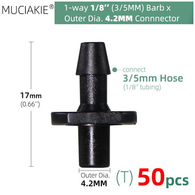 MUCIAKIE 24 veidi 3/5MM 1/8 collu mikro pilinātāji piederumi dārza pilienveida apūdeņošanas izstarotāju kompensācija 2/3/5/6 virzienu savienojuma adapteris