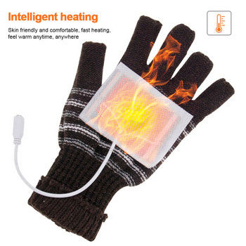 Γάντια χειμερινού θερμαινόμενου χεριού με τροφοδοσία USB που πλένονται Γάντια μισού δακτύλου Χέρι για εργασία Ηλεκτρικά θερμικά γάντια φορητού υπολογιστή