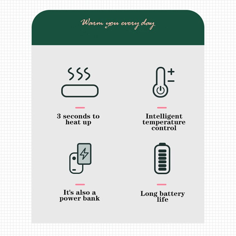 Нагревател за ръце USB Power Bank Акумулаторен електрически нагревател за ръце Мини многофункционален джобен нагревател Цифров дисплей Карикатура
