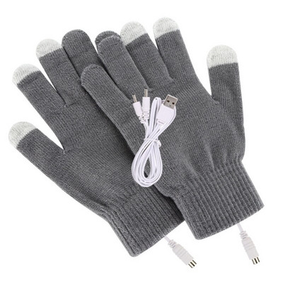 Y1QB 1 Pair USB Heated Gloves for Men Women Knitting Heating Mittens Hands Warmer
