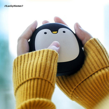 Χαριτωμένα κινούμενα σχέδια Penguin Polar Bear ηλεκτρικοί θερμαντήρες χεριών USB Επαναφορτιζόμενος θερμαντήρας διπλής όψης Θέρμανση Power Bank Power Bank