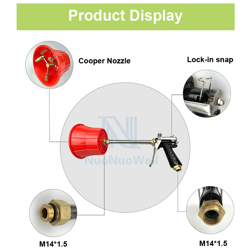 Селскостопанска пулверизираща дюза Плодово дърво Тип подаване на въздух Пистолет за пръскане с голям обсег Бутална помпа Напояване с пестициди под високо налягане