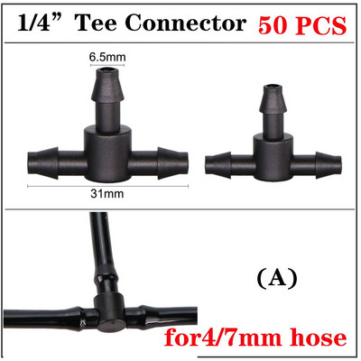 Dārza apūdeņošanas pilinātāja savienotājs 4/7 mm 3/5 mm šļūtenes savienotāji Divkāršās stieņa elkoņa savienojums 6,0 mm 7,5 mm smidzinātāja adapteris