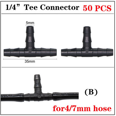 Dārza apūdeņošanas pilinātāja savienotājs 4/7 mm 3/5 mm šļūtenes savienotāji Divkāršās stieņa elkoņa savienojums 6,0 mm 7,5 mm smidzinātāja adapteris
