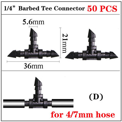 Dārza apūdeņošanas pilinātāja savienotājs 4/7 mm 3/5 mm šļūtenes savienotāji Divkāršās stieņa elkoņa savienojums 6,0 mm 7,5 mm smidzinātāja adapteris