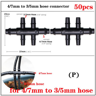 Dārza apūdeņošanas pilinātāja savienotājs 4/7 mm 3/5 mm šļūtenes savienotāji Divkāršās stieņa elkoņa savienojums 6,0 mm 7,5 mm smidzinātāja adapteris