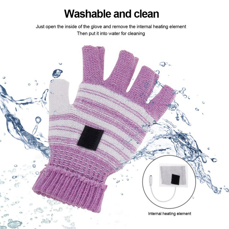 USB нагреваеми ръкавици Зимна термична нагревател за ръце Електрическа нагревателна ръкавица за вътрешен офис велосипед Велосипедна ръкавица Безопасна 5V