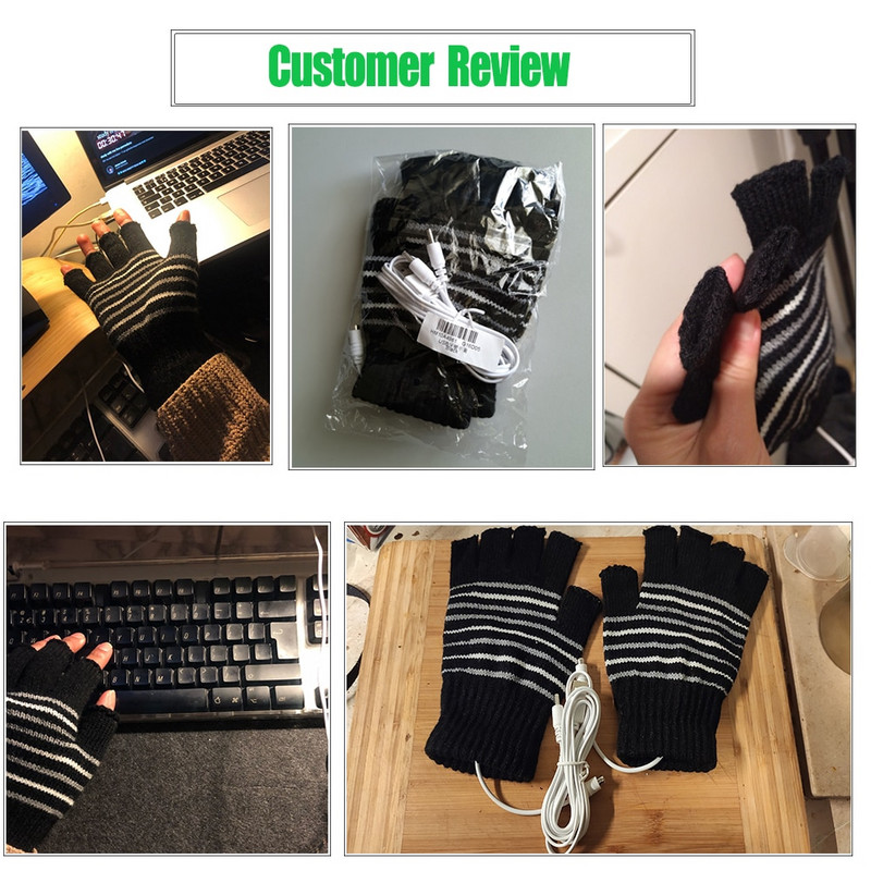 USB нагреваеми ръкавици Зимна термична нагревател за ръце Електрическа нагревателна ръкавица за вътрешен офис велосипед Велосипедна ръкавица Безопасна 5V