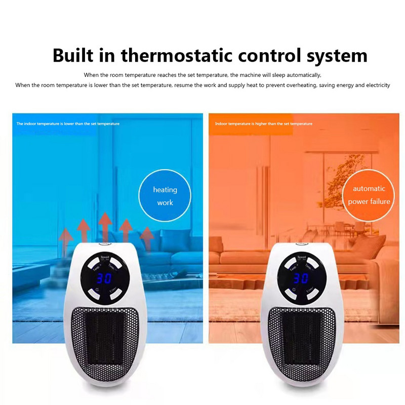 Преносим електрически въздушен топъл нагревател накрайник в стенен нагревател Стайна отоплителна печка Домакински дистанционен нагревател Радиаторна машина EU/US/UK Щепсел