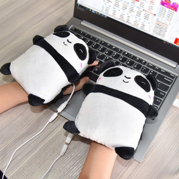 Χαριτωμένα θερμαινόμενα γάντια USB σε σχήμα Panda Ηλεκτρικά θερμαντικά θερμαντικά σώματα Χεριών χωρίς δάχτυλα Γάντια γραφείου Εργασία για το σπίτι Χειμερινά δώρα