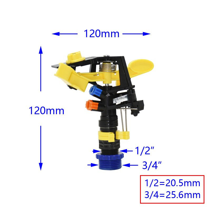 Регулируеми рокерски спринклери 360 градуса въртящи се с двоен изход спринклер за напояване на тревата с 1/2" 3/4" външна резба 1 бр.