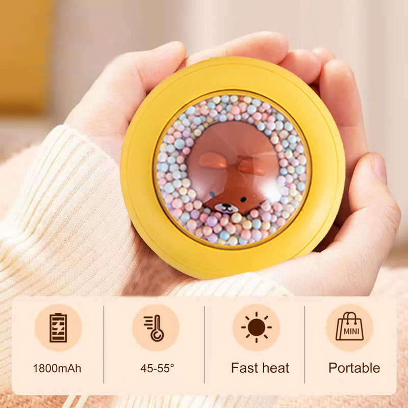 Мини преносим нагревател за ръце Сладък зимен нагревател Бързо нагряване 1500mAh/1800mah USB акумулаторен джобен електрически нагревател за ръце