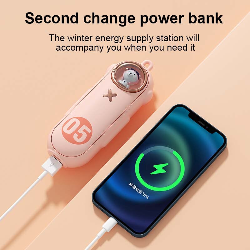 2022 г. Нов мини сладък домашен любимец Топла ръка Съкровище Удобен 10000 Mah USB зареждане Treasure Pocket Топло за ръце Бебешка преносима захранваща банка