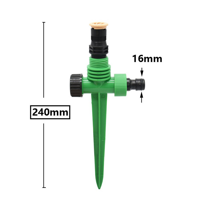 Разпръсквач за градинско напояване с пластмасова опора за шипове 1/2` резба 0-360 градуса регулируема дюза Поливане на селскостопанска градина