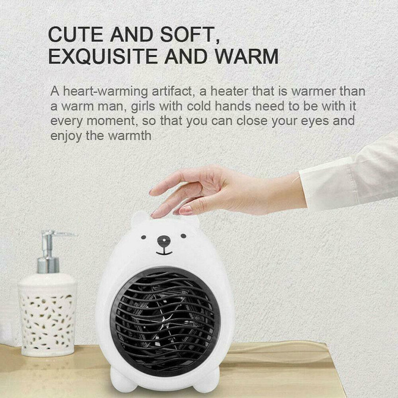 Преносим мини вентилатор Офис Домашен Настолен Зимен Космос Електрически нагревател Карикатура Великобритания