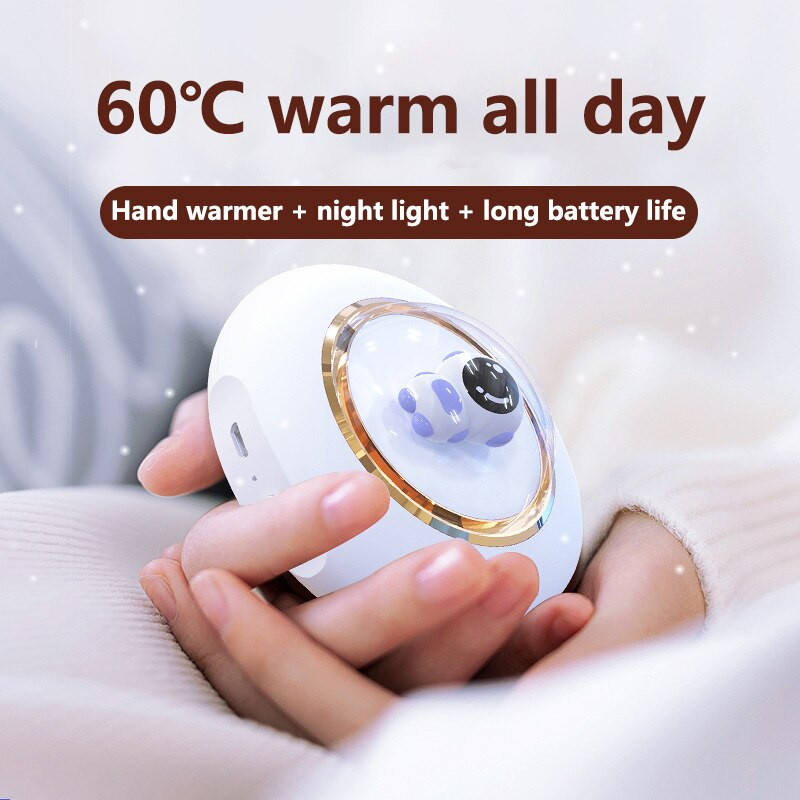 Акумулаторна нагревател за ръце на астронавт с нощна светлина 4000 mah Преносим мини нагревател 2022 Коледен подарък