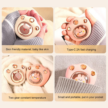 Mini Cute Cat Claw Hand Warmer USB Rechargeable Quick Heating Electric Hand Heater for Winter Outdoor Travel Turing Kid Gift